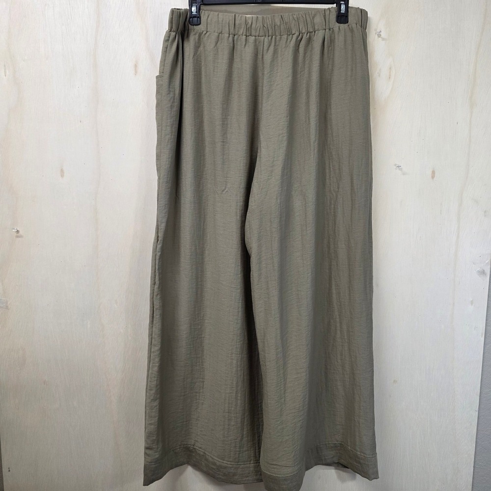 Baltic Born Sage Green Linen Blend Wide Leg Crop Pants 1XL New - Picture 3 of 16